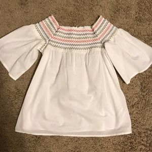 Off shoulder, white shirt with detail